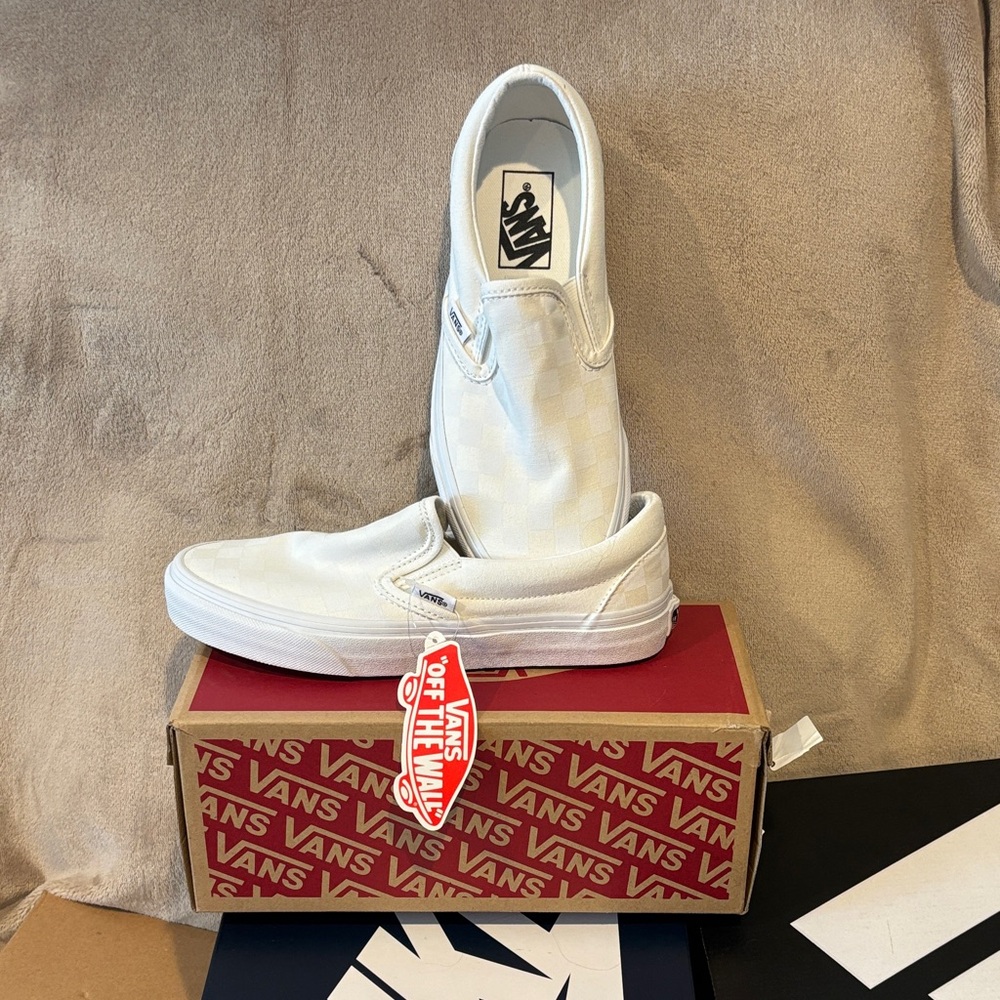 Vans Men's White Slip-On Sneakers